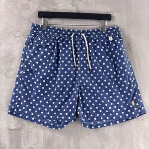 Polo Ralph Lauren Swim Trunks Mens Size XL Blue Polka Dot Drawstring Shorts